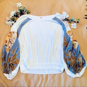 Free People✨Boho Balloon Sleeve Top